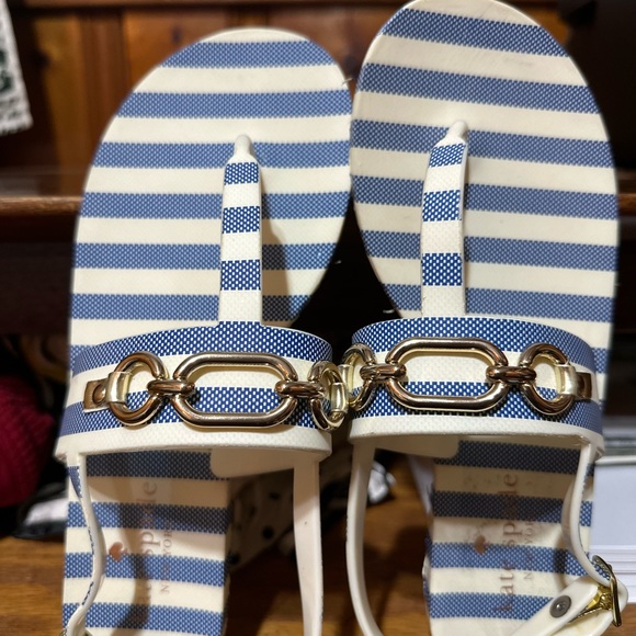 NWT Kate Spade Polly Sandals blue cream stripped Size 7 - Picture 4 of 11